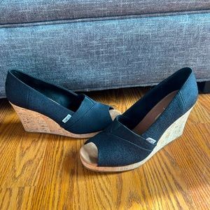 Toms black platforms